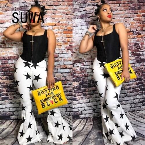 Black White Star Printed High Waist Pants Trousers Women Clothing 2020 New Product Trendy Chic Party Dance Harem Leggings