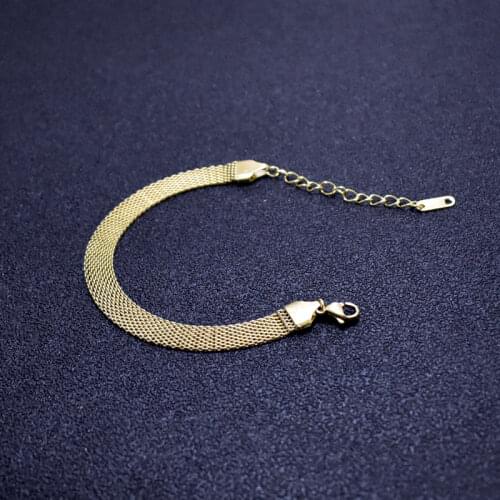 8MM 316L Stainless Steel Chain Bracelets for Man Women Gold Color Mesh Link Chain Jewelry