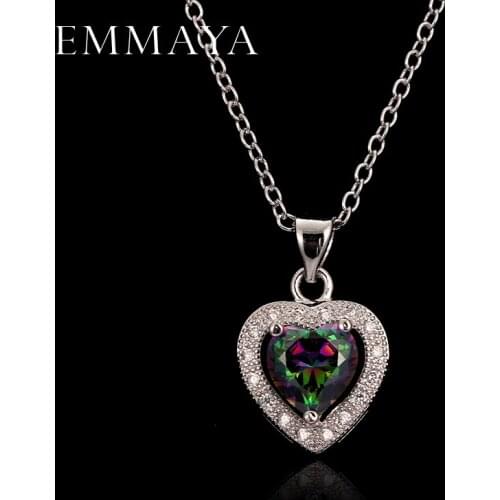 EMMAYA Classic Cz Jewelry Wholesale White Gold Color Crystal Heart Shape Crystal Pendants Necklaces For Women