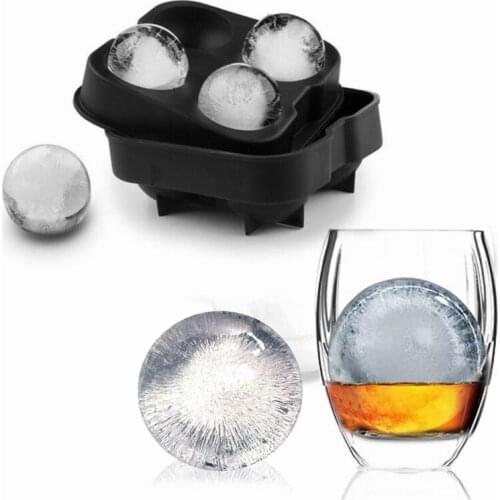 Ice Ball Maker Cocktail Whiskey Ice Sphere Mold Bar Party Drinks Accessiories 4 Holes Silicone Ice Freeze Mould Kitchen Ice Tool