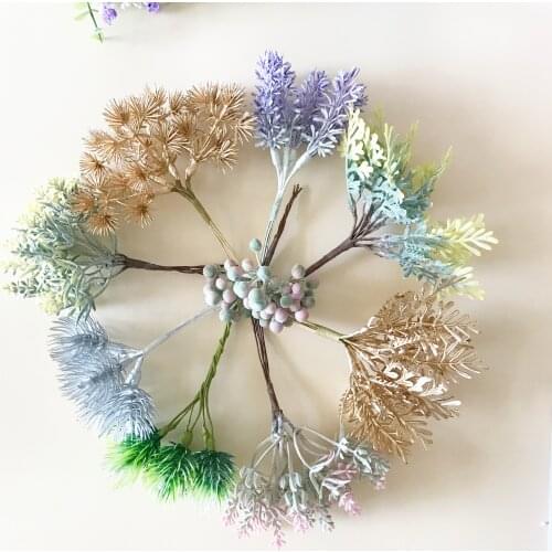 6pcs Artificial Grass Simulation Ferns Plant Artificial Flowers for DIY Scrapbooking Home Wedding Christmas Decoration