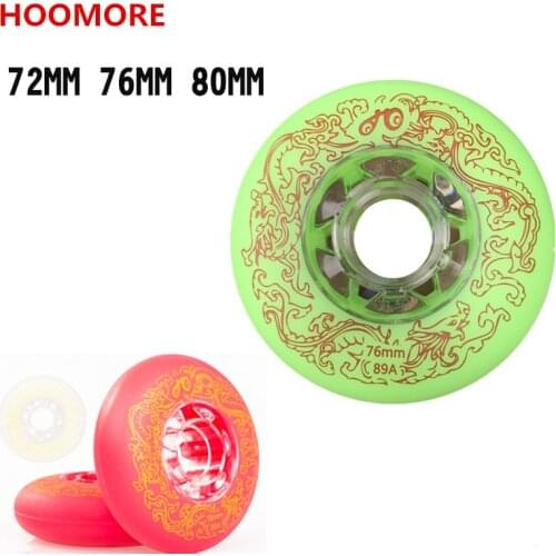 8 pcs/lot 88A 89A Inline Skates Wheel 72mm 76mm 80mm Slide Wheels Green Red White Crystal Durable PU Transparent Hub for SEBA RB