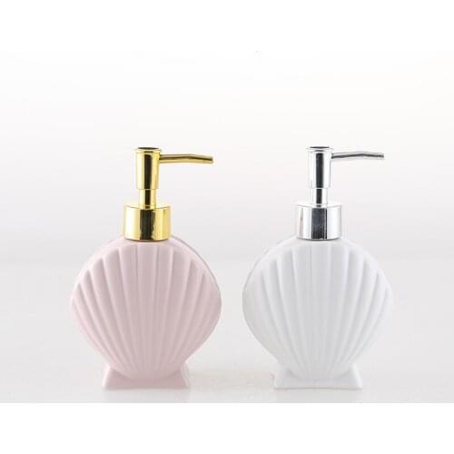 Creative Ceramic Lotion Bottle Press Art Soap Dispenser Shampoo Hand Wash Bath Shower Bottle Shell Ceramic Lotion Bottle