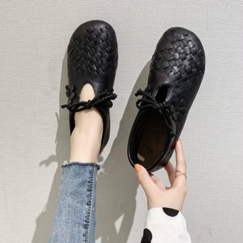 Fashion Wild Spring New Flat Shoes Women Platform Rubber Comfortable Solid Color Deep Round Toe Lace-Up Zapatos De Mujer W28-38