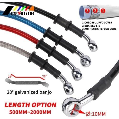 Motorcycle 28° Banjo 1600MM 1700MM 1800MM 1900MM 2000MM Braided Hydraulic Reinforced Brake Clutch Oil Hose Line Pipe Dirt Bike