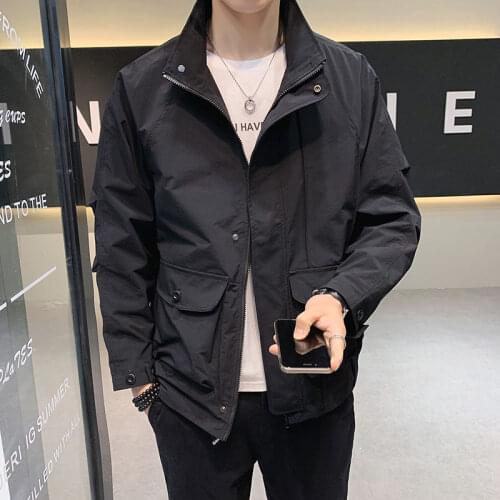 2021 Mens Clothes High Quality Spring Autumn New Listing Jacket Japanese Fashion Handsome Loose College Trend Black Blue