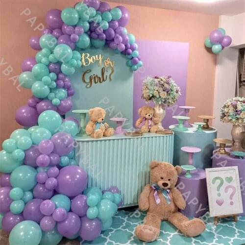 143Pcs DIY Purple Green Latex Balloons Set Birthday Party Balloon Arch Garland Kit Wedding Baby Shower Decor Globos Kids Gifts