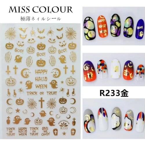 Christmas Gold Silver 3D Nail Slider Decals Nail Art Sticker Glitter Halloween sticker Adhesive Manicure Gel Polish Decoration