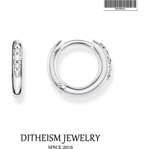 Small Creole Hinged Hoop Earrings,2018 New Classic Fashion Jewelry Zircon Pave Europe 925 Sterling Silver Gift For Women