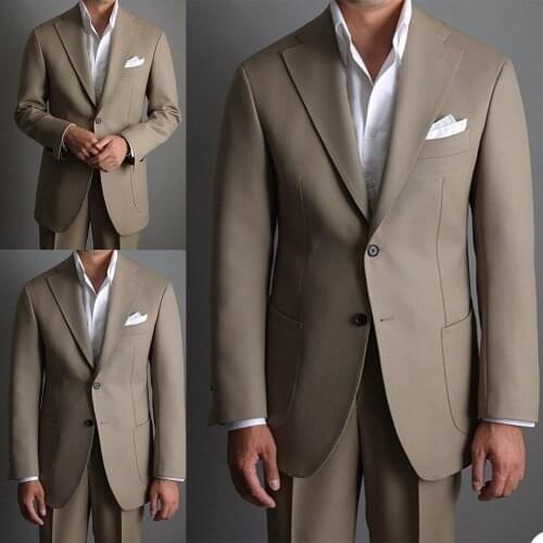 New Popular One Button Groom Tuxedos Notch Lapel Groomsmen Mens Wedding Suits Blazers (Jacket+Pants)