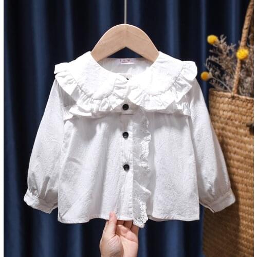 New Arrival Baby Shirts Girls Long Sleeve Blouses Princess Kids Toddler Newborn Lace Ruffle Blouses Tops Casual Children Clothes