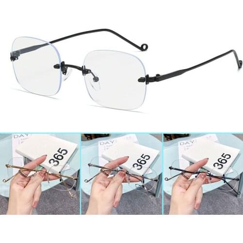 Newly Blue Light Blocking Glasses Anti Eye Strain Rimless Fashion Glasses For Reading Play Computer