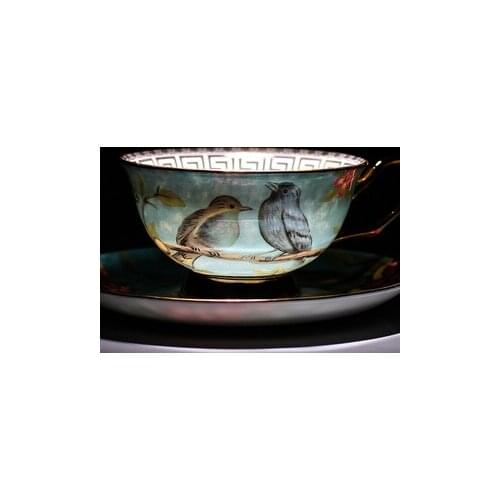 New Superior Luxury Floral and Birds Bone China Coffee Tea Cup Saucer Gold Plated Ceramic Porcelain Coffee Tea Gifts Box Sets