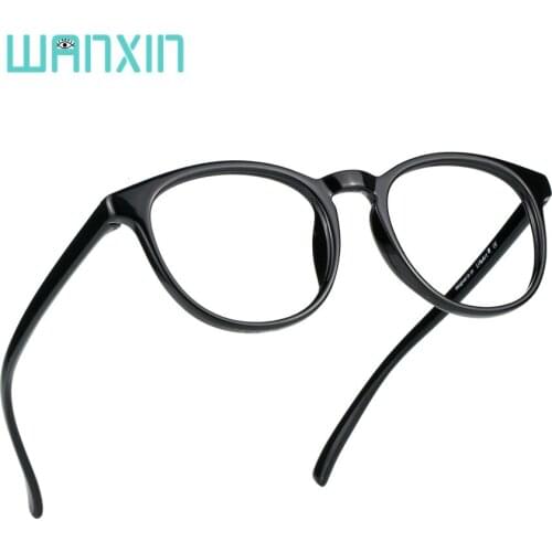WANXIN Blue Round Frames Read Glasses,Oval Computer Reading Glasses,Transparent Lens,Protect Health