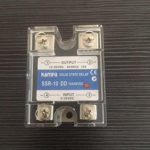 Single Phase DC Solid State Relay 10A Black DC 10A Input 3-32VDC Control Output 12-60VDC Solid State Relay(SSR-10DD)