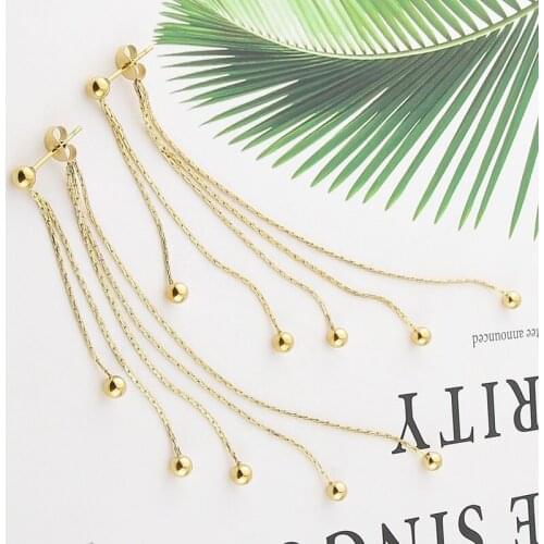 Wholesale Fashion Festival Chain Steel Ball Rose Ggold Tassel Earrings Long Beads Earrings Women Jewelry Free To Send Wholesale