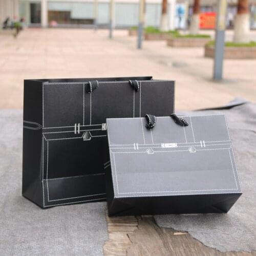 Printing LOGO 100PCS/LOT Paper Handle Bag High Grade Shopping Bag Party Black Gift Bag