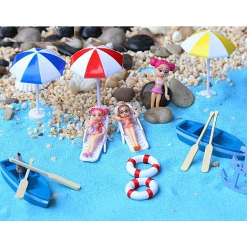 Beach Sun Umbrella Miniature Landscape Bonsai Dollhouse Decor Artificial Figures Party Gifts Home Decor Micro Landscape Ornament