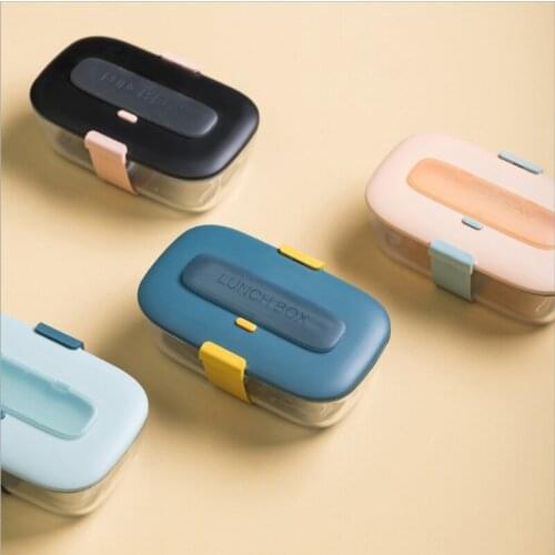 Portable Glass Lunch Box Bento Box Microwave Oven Heatable Lunch Box Separate Dinner Plate Storage Box Sealed Cutlery