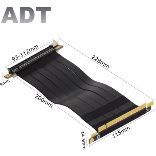 Riser Pci Express X16 Male 90 Degree Right Angle PCIe 3.0 X16 Extension Cable High Speed PCI Express 16x Riser Ribbon Extender