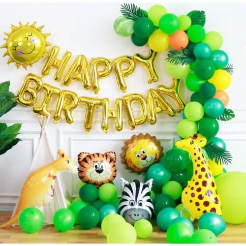 Jungle Safari Wild One Theme Balloon Garland Arch Kit Custom Animal Zoo Birthday Party Baby Shower Decoration Lion Tiger Balloon
