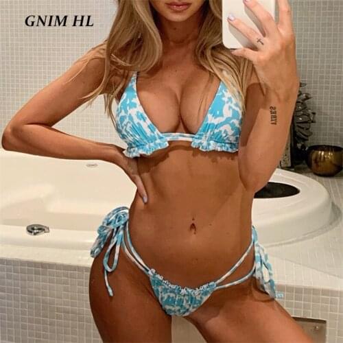 Sexy Bandage Swimwear Women Micro Bikini Set 2020 Ruffle Swimwear Women 2 Piece Halter Leopard Print Brazilian Swimsuit Biquini