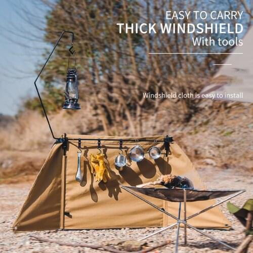 Foldable Outdoor Camping Wind Shield Stand Cooker Stove Canvas Windscreen