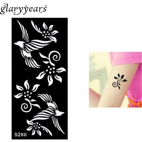 1 Piece Black Henna Tattoo Stencil Beauty Flower Eagle Airbrush Painting Women Arm Art Indian Henna Tattoo Template Product S280