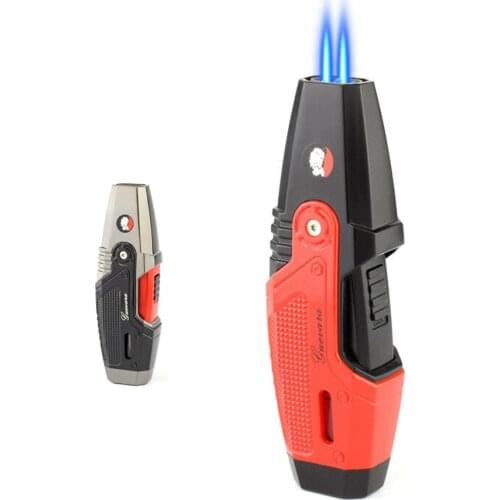 Guevara Cigar Lighter 2 Jet Torch Lighters Butane Windproof Cigar Accessories Lighters for Kitchen/Outdoor/Gift Box