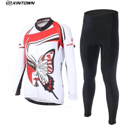 XINTOWN Team Womens Maillot Ropa Ciclismo Cycling Clothing Bike Bicycle Long Sleeve Jersey Jacket Tights Pants Bike Equipments