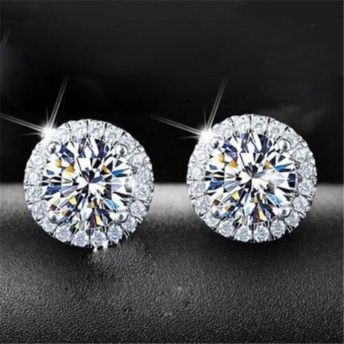 New Shinning CZ Stone Earring Fashion AAAAA Cubiz Zirconia Stud Earrings For Women Round Minimalist Copper Jewelry Girls Gift