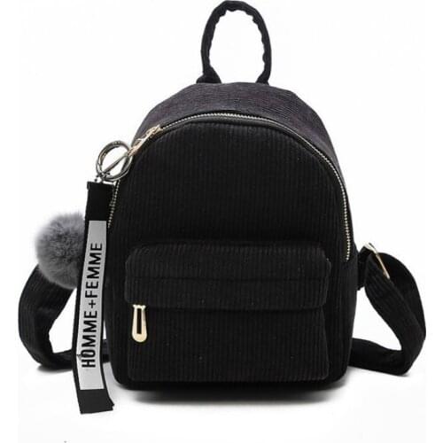 Women Corduroy Mini Backpack Teenagers Backpack Kawaii Girls Small Travel Backpacks Packbags
