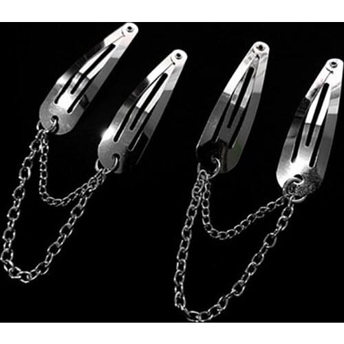 1 Pair Harajuku Silver Color Metal Chains Cherry Hair Pins Women Girl Punk Cool Simple Vintage Hair Accessories Fashion Jewelry