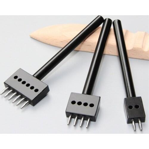 1Pc DIY Leathercraft Tools 5mm Leather Hole Punches Stitching Punch Tool 2+4+6 Prong Tools For Leather Belt Punching Accessories