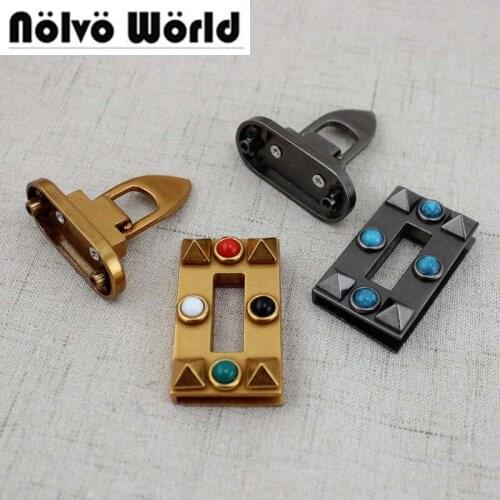 10pcs antique gold,old silver tone colorful beads decorative for handbags bags metal Retro lock replacement