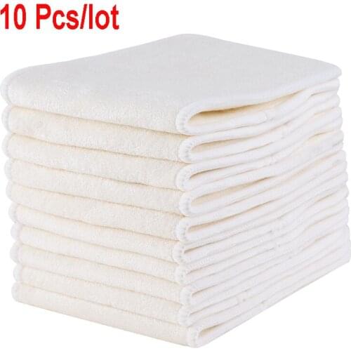 10 Pcs/lot 3 Layers Bamboo Insert Reusable Washable Quality Inserts Boosters Liners For Baby Cloth Diapers Nappy