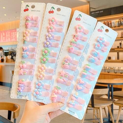 10 Pcs/Set Children Cute Cartoon Fruit Ornament Hair Clips Girls Baby Lovely Sweet Barrettes Hairpins Gift Kids Hair Accessories