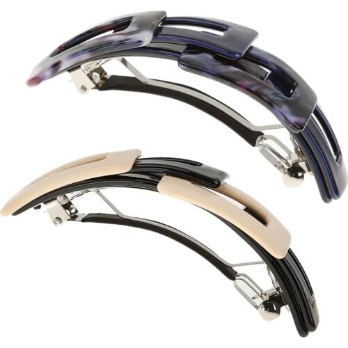 2PCS Womens Vintage Acrylic Hair Clips Barrette Hair Accessories White+Blue