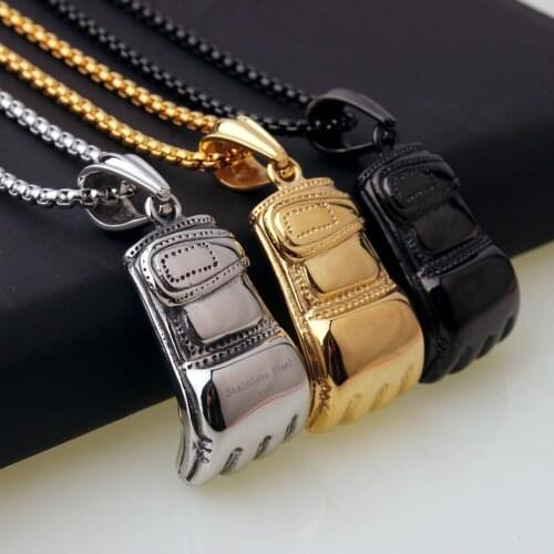 3 Styles Men Necklace & Pendant Gold Stainless Steel Chain Glove Charm Fashion Sport Fitness Jewelry