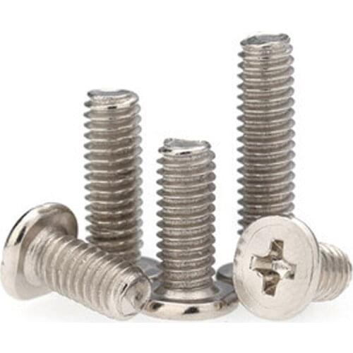 50pcs M2 nickel plated Phillips big flat head screw cross CM thin headed mechanical electronic small bolt 2mm-10mm long