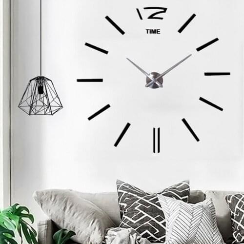 Modern Design 3D DIY Large Wall-Clock Sticker Design Decorative for Living Room Acrylic Mirror Wall Clock Home Office Decoration