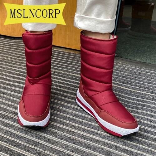 Plus Size 34-41 Women Snow Boots Platform Winter Boots Thick Plush Boots Fashion Women Winter Shoes Hook and Loop Fasteners