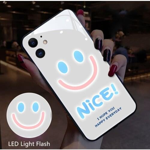Call Light Tempered glass Phone Case For iPhone 12 11 Pro Max Xs Max Xr Xs 6 6S 7 8 Plus X SE 2020 Cover Creative Luminous Coque