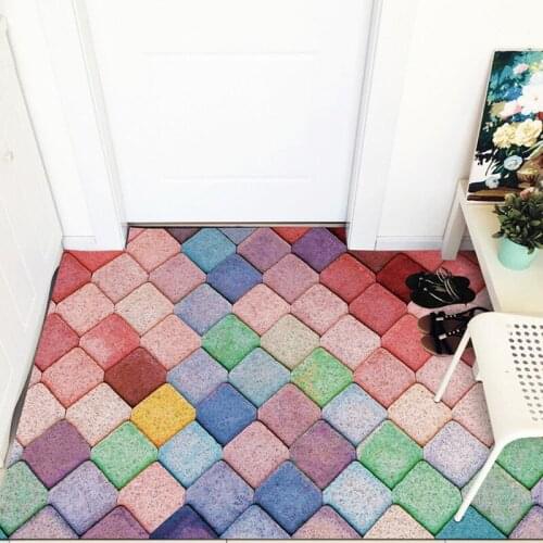 Colorful Cartoon Sand Scraping Door Entrance Welcome Mat Hallway Bath Nonslip Rug Dust Removal Carpet Wire Loop Footpad Doormat