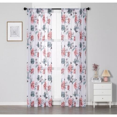 Corful Flower Sheer Curtains for Living Room Bedroom Tulle Kitchen Curtain Window Treatment Home Decor Finished Panels