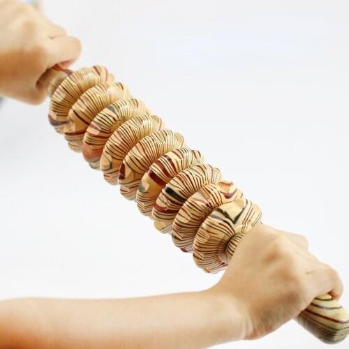 Wood 9-Wheel household whole body multi-purpose massage roller belly waist abdomen Anti Cellulite massage equipment Muscle Relax