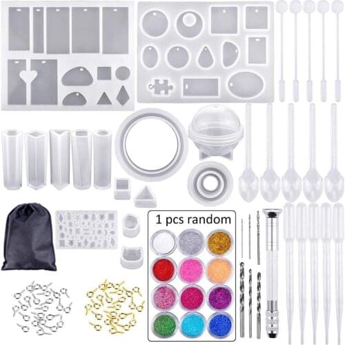 82pc Jewelry Casting Molds Silicone Bracelet Jewelry Molds Screw With Bag Eye Pins UV Resin Mold Necklace Pendant Making