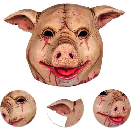 Saw Jigsaw Pig Head Cosplay Latex Mask Helmet Masks Halloween Masquerade Party Carnival Costume