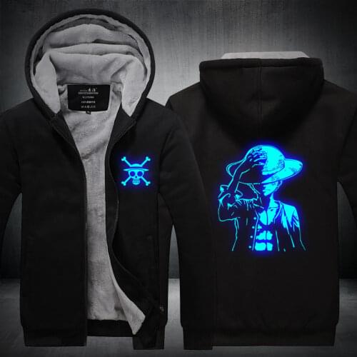 Chopper Monkey D Luffy Straw Hat Skull Hoodie Jacket Coat Winter Fleece Thick Warm Sweatshirts Long Sleeve Plus Size