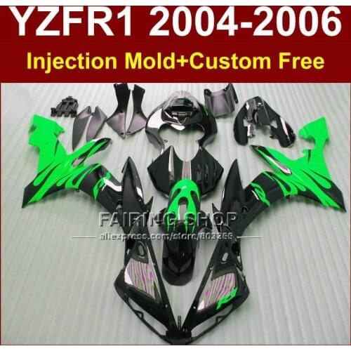 ABS Injection racing motorcycle fairings kit for YAMAHA 04 05 06 YZFR1 YZF 1000 YZF R1 2004 2005 2006 green black fairing kits